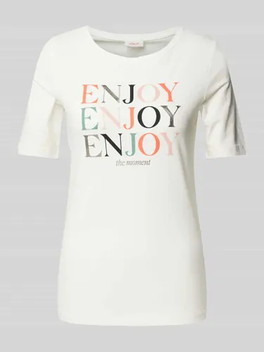s.Oliver RED LABEL T-Shirt mit Label-Prints Modell 'ENJOY' in Weiss