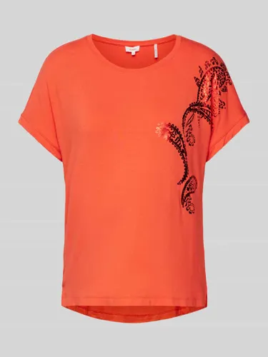 s.Oliver RED LABEL T-Shirt mit Motiv- und Statement-Print in Koralle