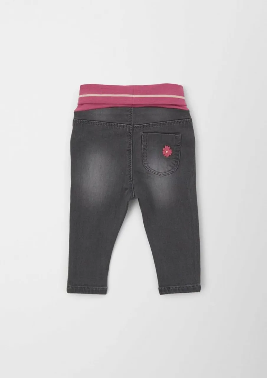 s.Oliver Stoffhose Jeans / Regular Fit / High Rise / Skinny Leg Waschung, Stickerei, Schmuck-Detail, Kontrast-Details