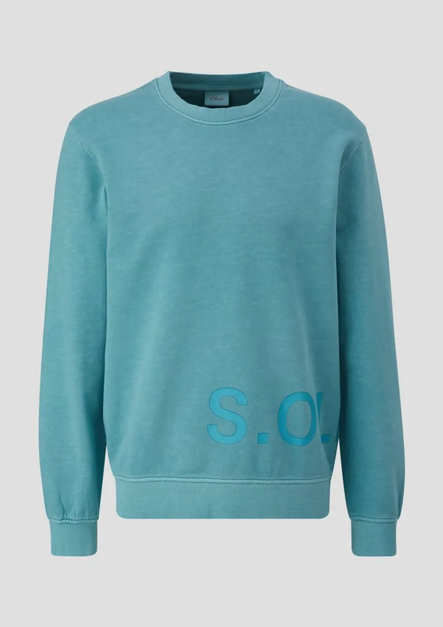 s.Oliver Sweatshirt Baumwoll-Sweatshirt mit Logo-Print Garment Dye, Logo