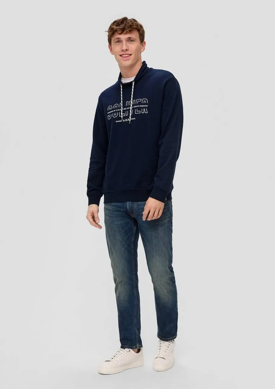 s.Oliver Sweatshirt Sweatshirt mit Logo-Print Durchzugkordel