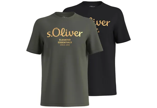 s.Oliver T-Shirt mit Metallic-Logo-Aufdruck im 2er Pack
