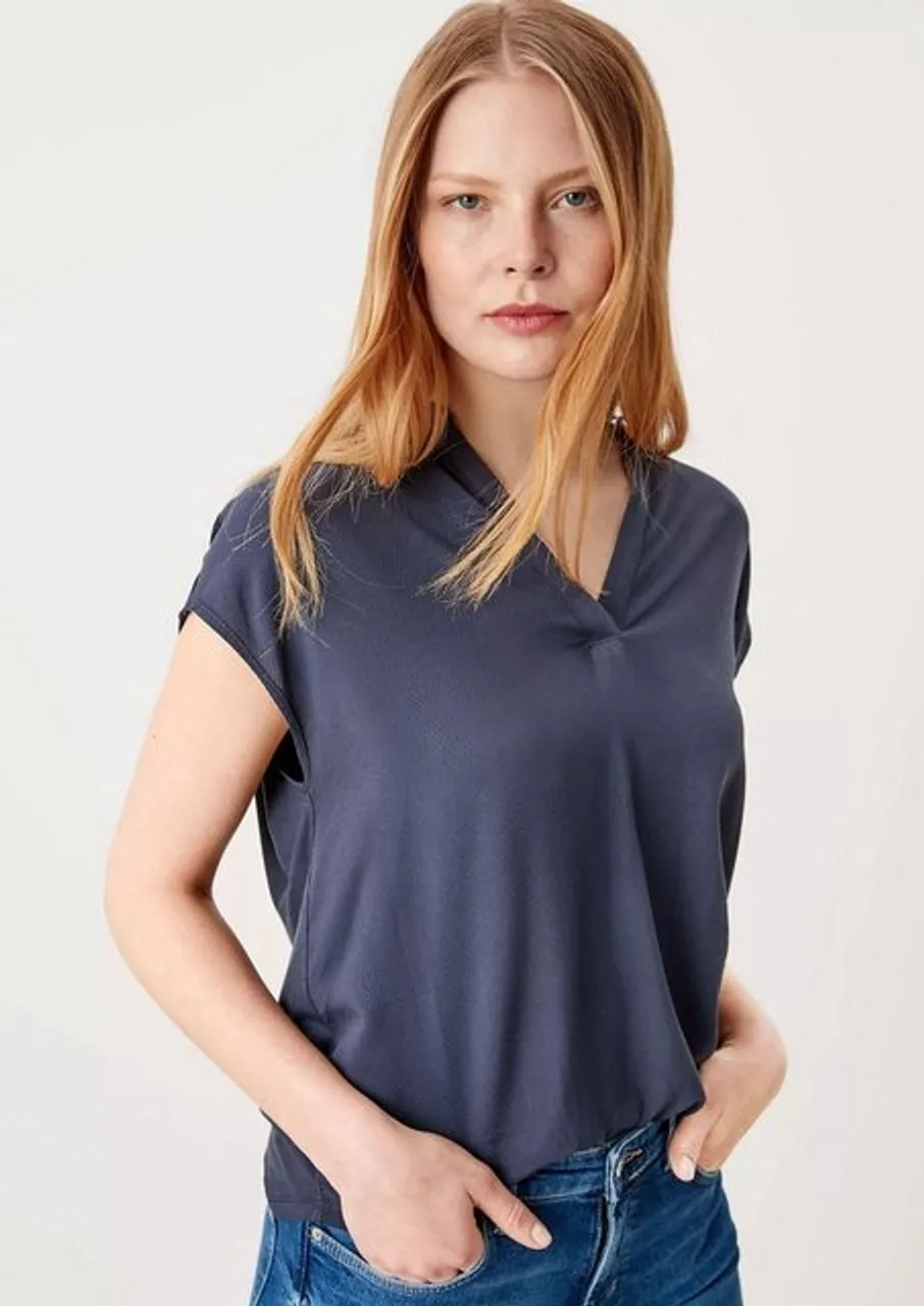 s.Oliver T-Shirt Tunika Shirt (1-tlg) V-Ausschnitt, kurzarm, dezente Struktur