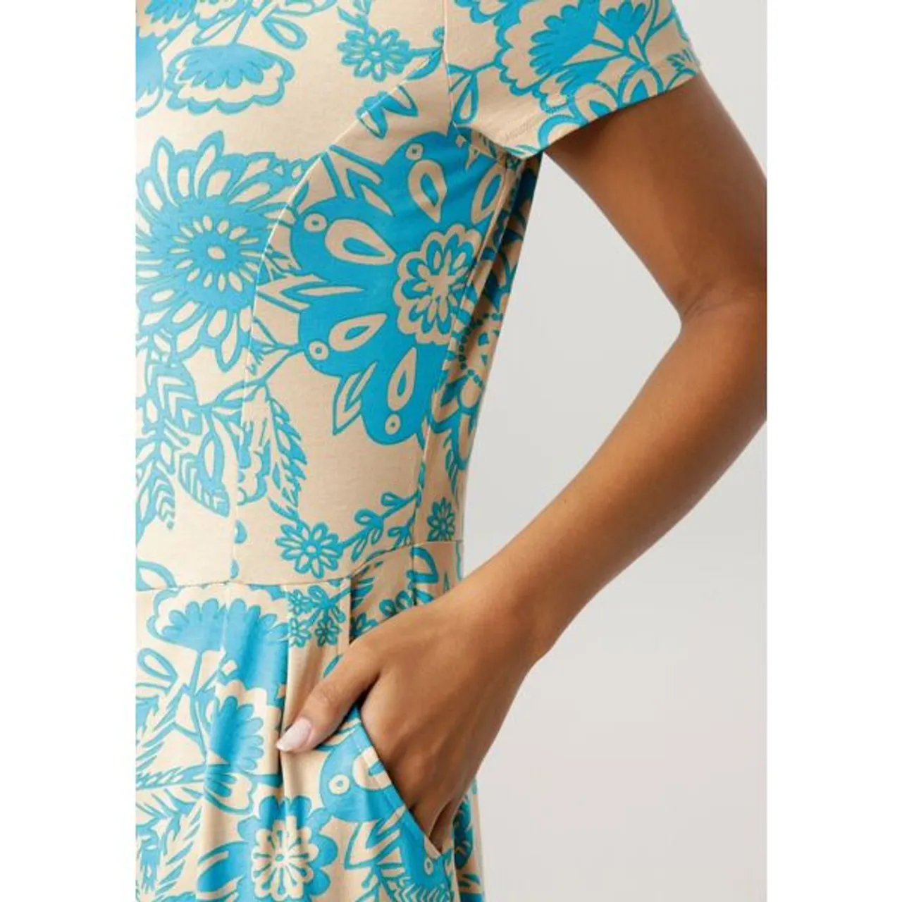 Sommerkleid ANISTON SELECTED Gr. 42, N-Gr, blau (beige, türkis) Damen Kleider Shirtkleider Bestseller
