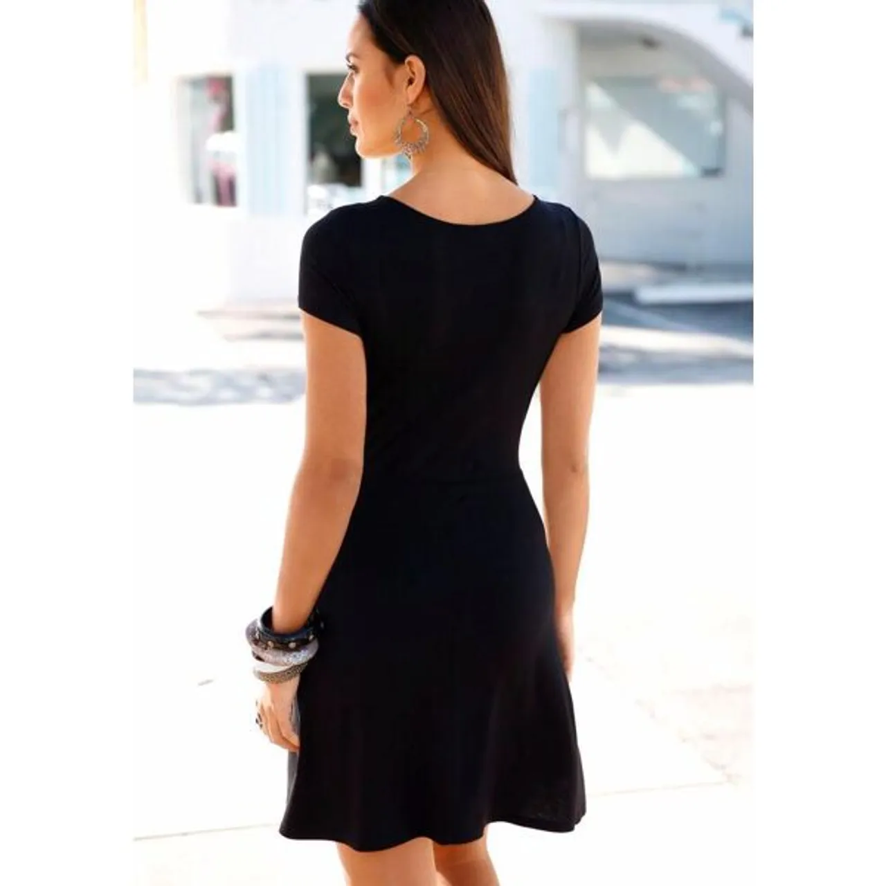 Sommerkleid LASCANA Gr. 34, N-Gr, schwarz Damen Kleider Strandkleider Bestseller