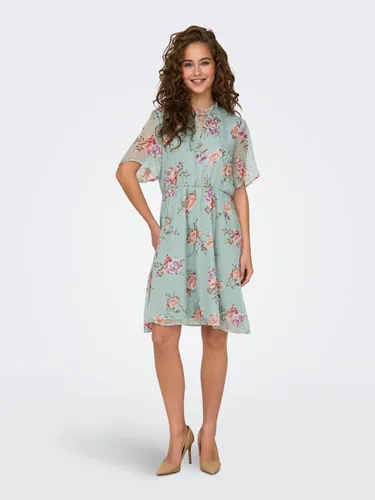 Sommerkleid ONLY "ONLAIDA ELISA SS DRESS LIFE WVN" Gr. M (38), N-Gr, silt green aop:flower big Damen Kleider Shirtkleider