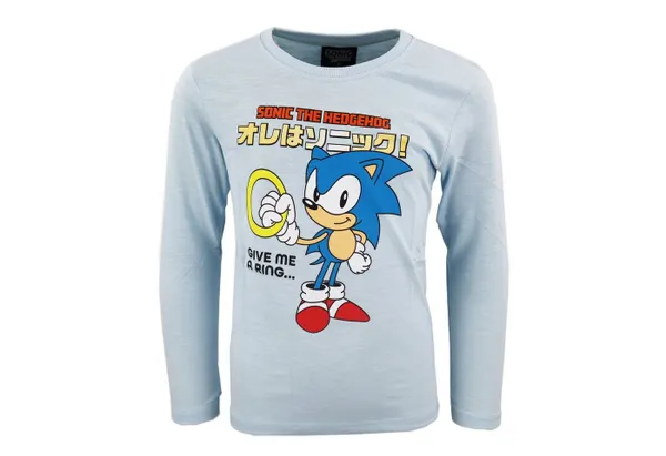 Sonic The Hedgehog Langarmshirt Sonic The Hedgehog Kinder Junge langarm Shirt Gr. 104 bis 152 Blau, 100% Baumwolle