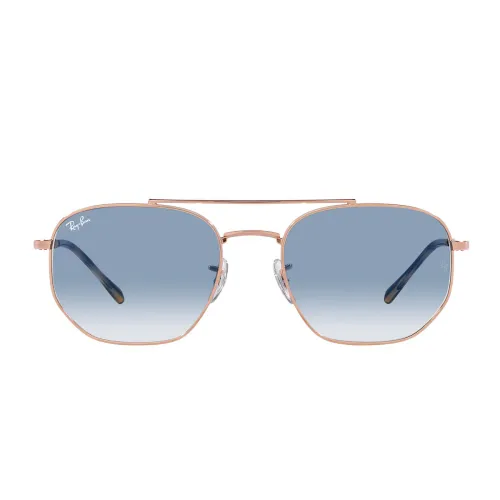 Sonnenbrille mit unregelmäßigem Metallrahmen und blauen Verlaufskristallgläsern Ray-Ban