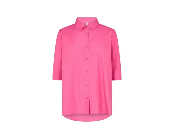 soyaconcept Kurzarmbluse pink passform textil (1-tlg)