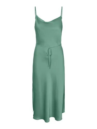 Spaghettikleid Y.A.S "YASTHEA STRAP LONG DRESS S. NOOS" Gr. XL (42), N-Gr, grün (malachite green) Damen Kleider Sommerkleider