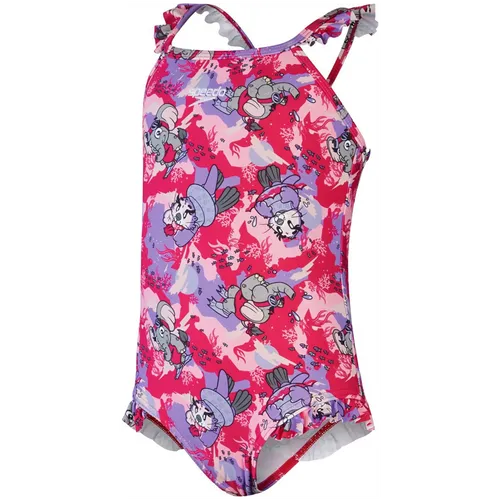 Speedo Learn to Swim Printed Frill Thinstrap Mädchen pink