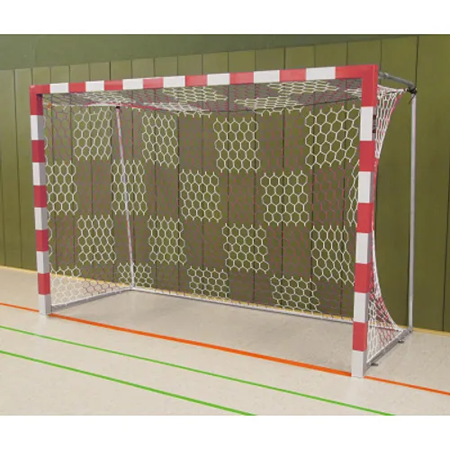 Sport-Thieme Handballtor frei stehend, 3x2 m, Rot-Silber, Verschraubte Eckverbindungen