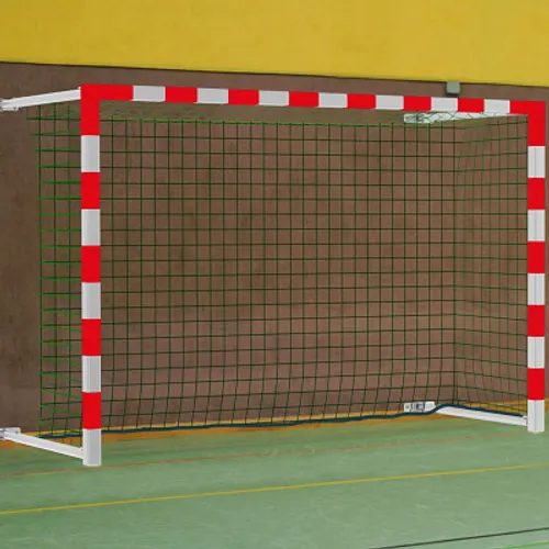 Sport-Thieme Handballtor mit Wandbefestigung, schwenkbar inkl. Netzbefestigung SimplyFix, Rot-Silber