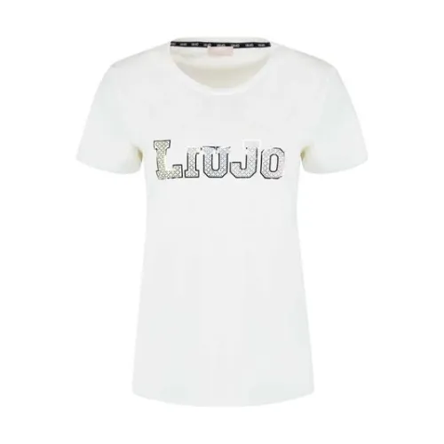 Sportliches Baumwoll Logo T-shirt mit Nieten Liu Jo