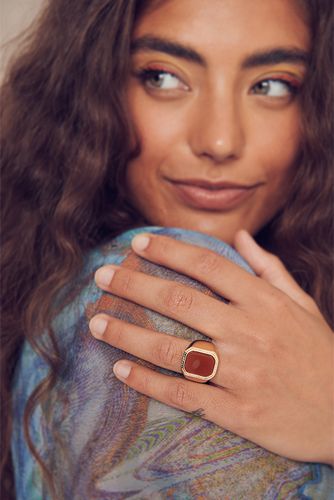 Squared Stone Ring-gold/brown Gold/brown
