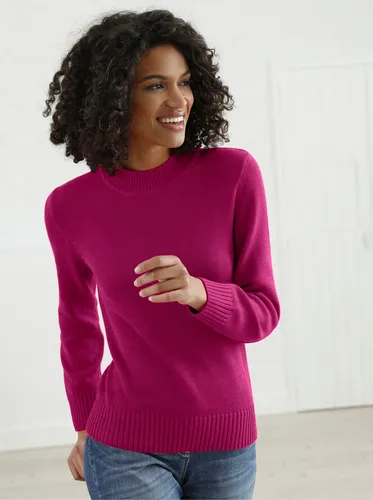 Stehkragenpullover CASUAL LOOKS "Pullover" Gr. 46, pink (fuchsia) Damen Pullover Rollkragenpullover