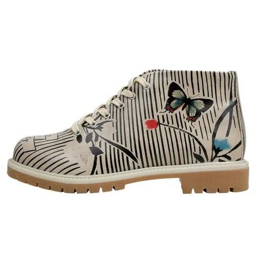 Stiefel DOGO "Damen Shortcut Boots" Gr. 37, Normalschaft, beige (beige, schwarz) Damen Schuhe Winterstiefel Vegan