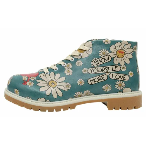 Stiefel DOGO "Damen Shortcut Boots" Gr. 40, Normalschaft, blau (blau, beige) Damen Schuhe Winterstiefel Vegan