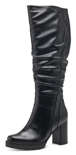 Stiefel MARCO TOZZI Gr. 40, Normalschaft, schwarz Damen Schuhe High Heels mit Falten im slouchy Look