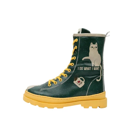 Stiefelette DOGO "Damen Boots" Gr. 38, Normalschaft, gelb (grün, gelb) Damen Schuhe Winterstiefel