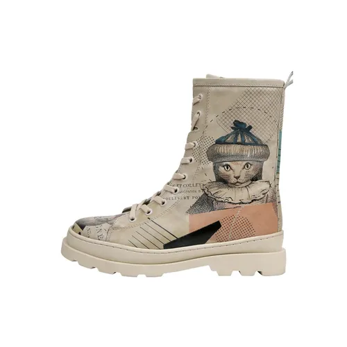 Stiefelette DOGO "Damen Boots" Gr. 38, Normalschaft, grau (beige, grau) Damen Schuhe Winterstiefel
