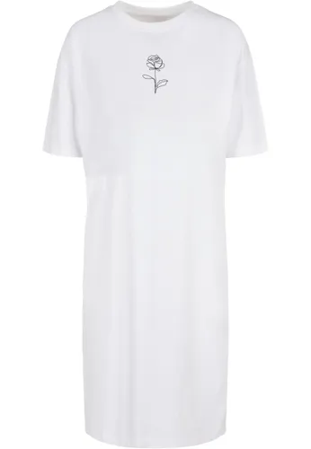 Stillkleid MERCHCODE "Damen Ladies Rose Oversized Slit Tee Dress" Gr. 3XL, US-Größen, weiß (white) Damen Kleider Stilloberteile
