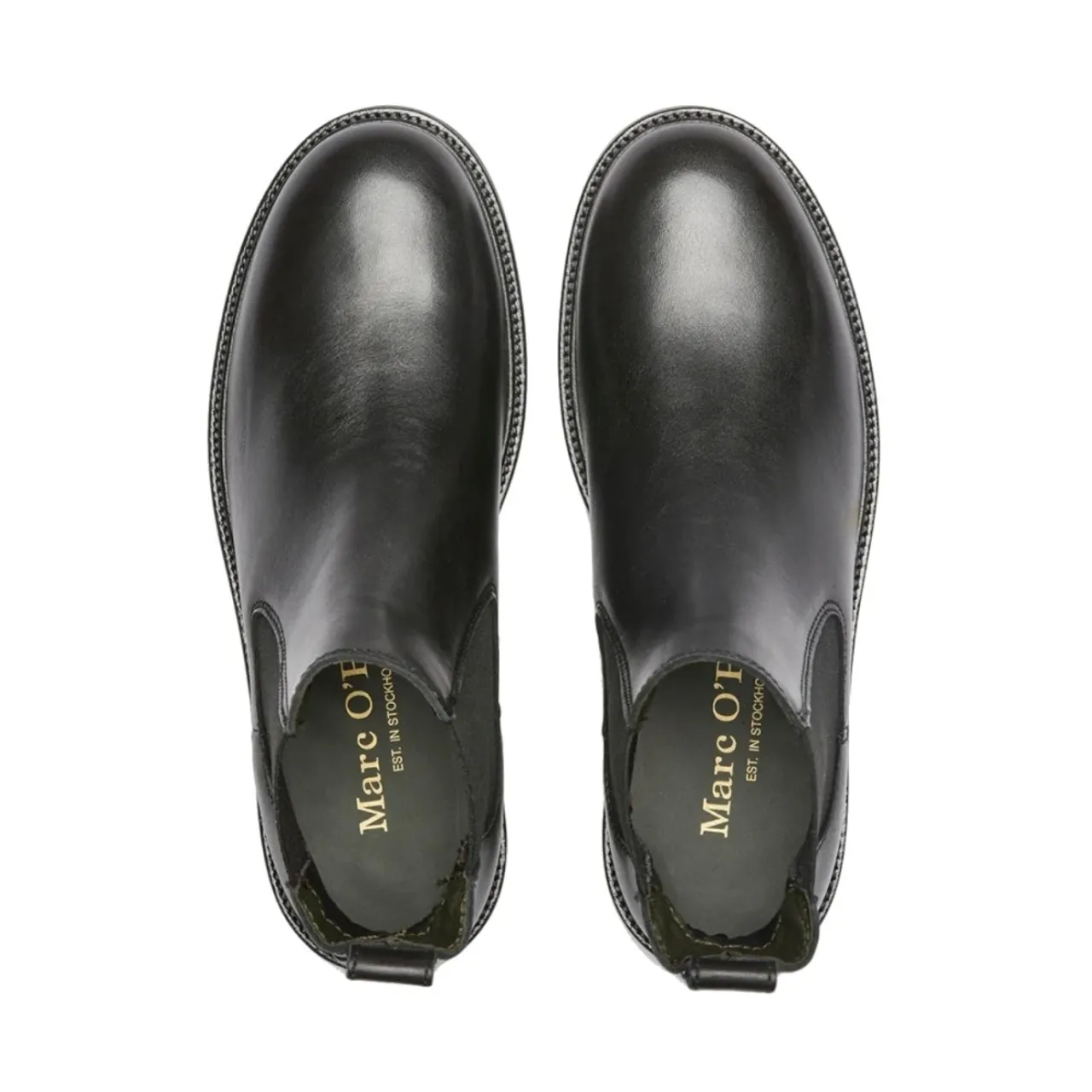 Stilvolle schwarze Leder Chelsea Boots für Männer Marc O'Polo