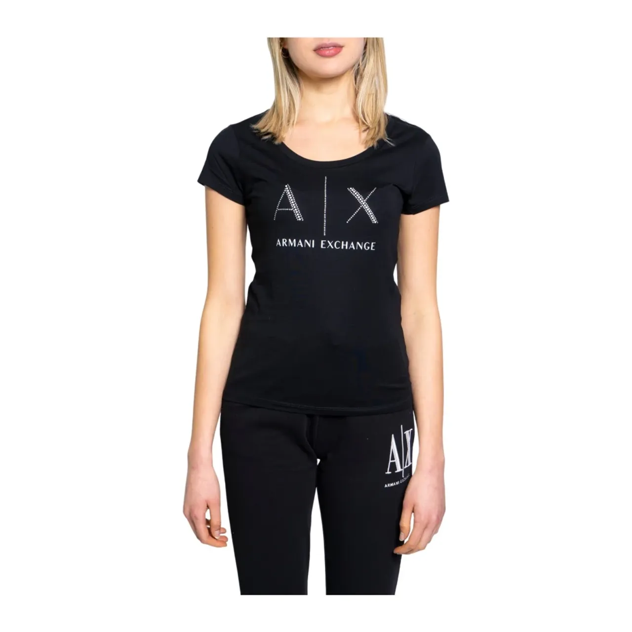 Stilvolles Logo Studs Damen T-Shirt Armani Exchange