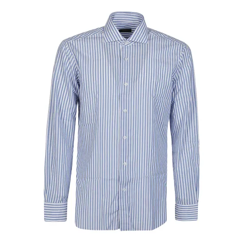 Stilvolles Neck Shirt in Blau und Weiß Barba Napoli
