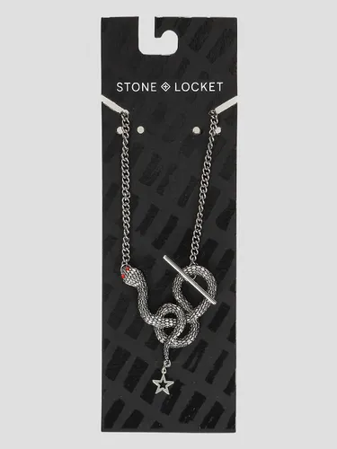 Stone and Locket Snake Bite Kette silver