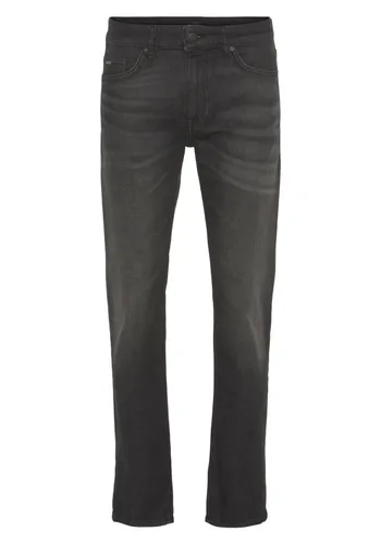 Straight-Jeans BOSS ORANGE "Delaware BC-C" Gr. 32, Länge 32, grau (011 charcoal) Herren Jeans Straight Fit mit BOSS Leder-Badge