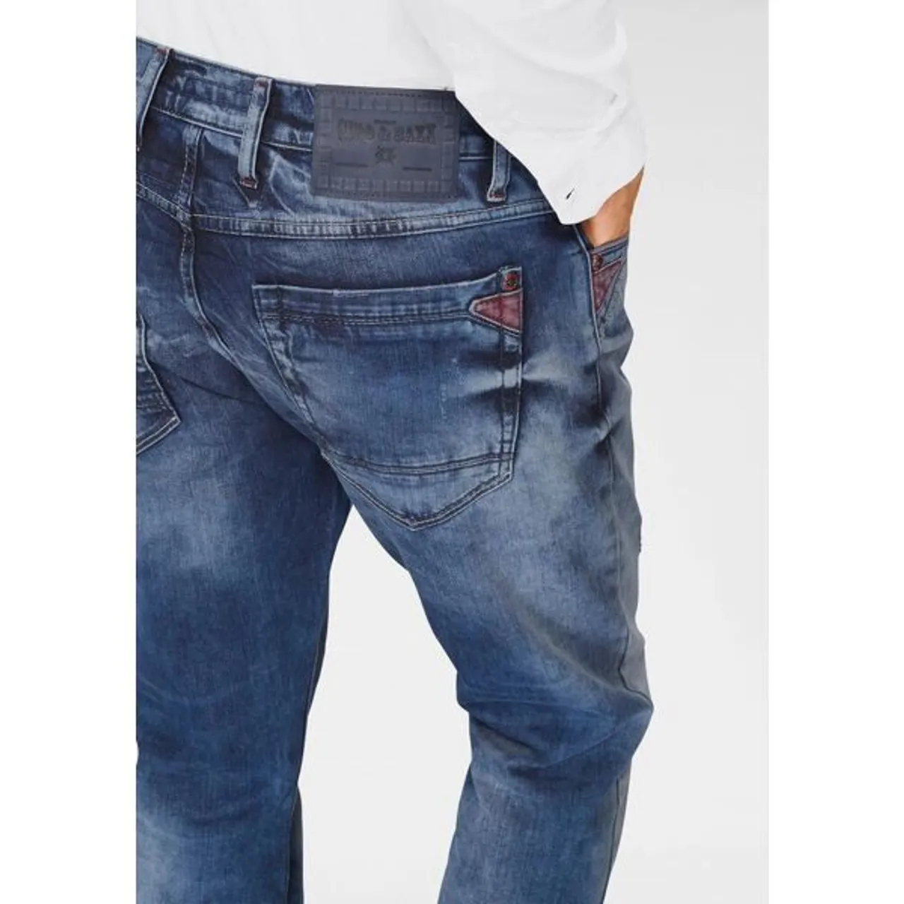 Straight-Jeans CIPO & BAXX "Red Dot" Gr. 40, Länge 34, blau (blue used) Herren Jeans Straight Fit
