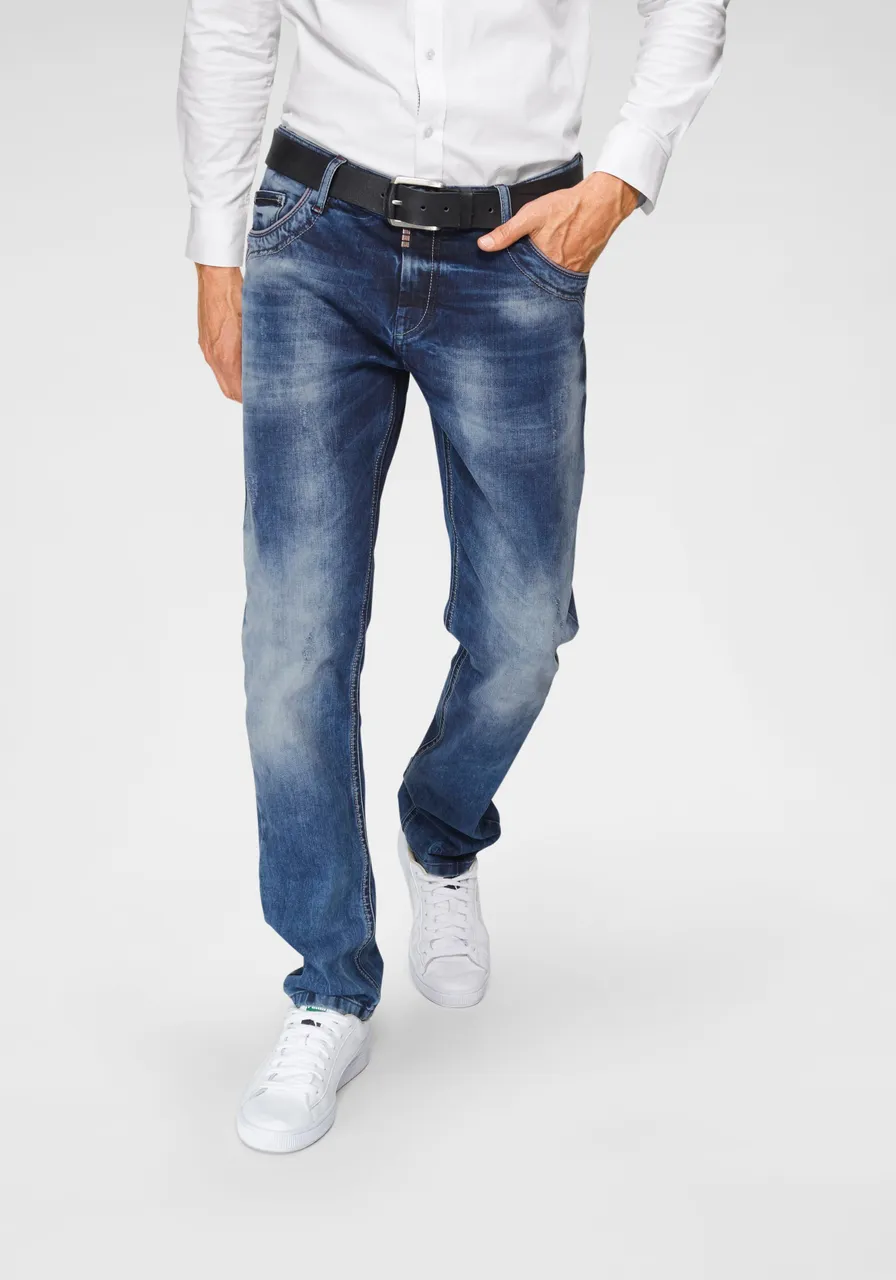 Straight-Jeans CIPO & BAXX "Red Dot" Gr. 40, Länge 34, blau (blue used) Herren Jeans Straight Fit