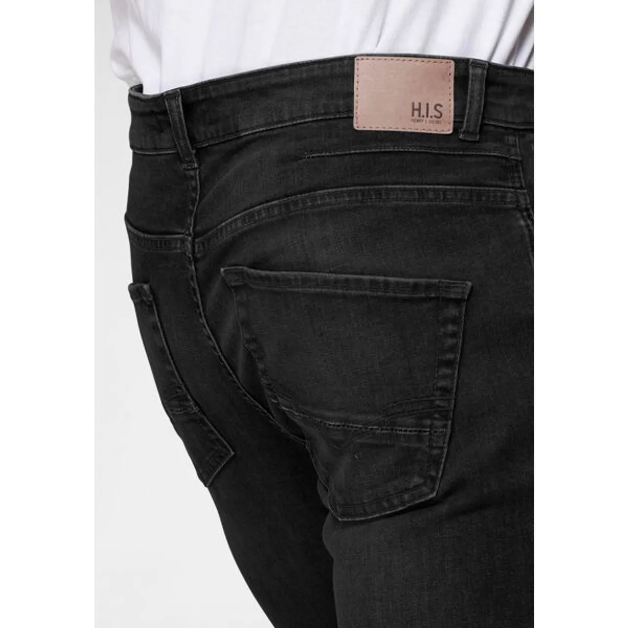 Straight-Jeans H.I.S "DALE" Gr. 42, Länge 36, schwarz (black, used) Herren Jeans Straight Fit