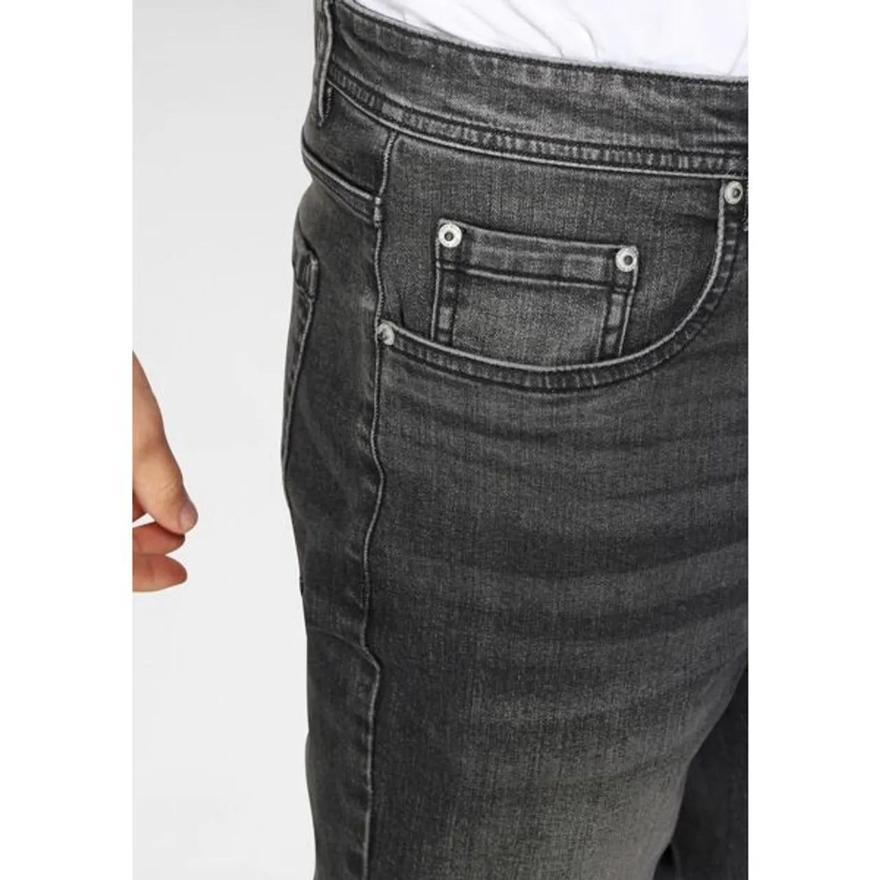 Straight-Jeans JOHN DEVIN Gr. 38, Länge 34, schwarz (black, used) Herren Jeans Straight Fit mit geradem Bein