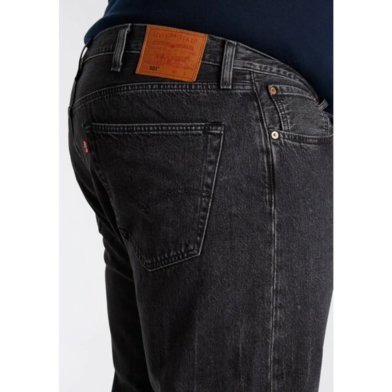 Straight-Jeans LEVI'S PLUS "501 LEVI'SORIGINAL B&T" Gr. 40, Länge 32, schwarz (black worn in) Herren Jeans Straight Fit