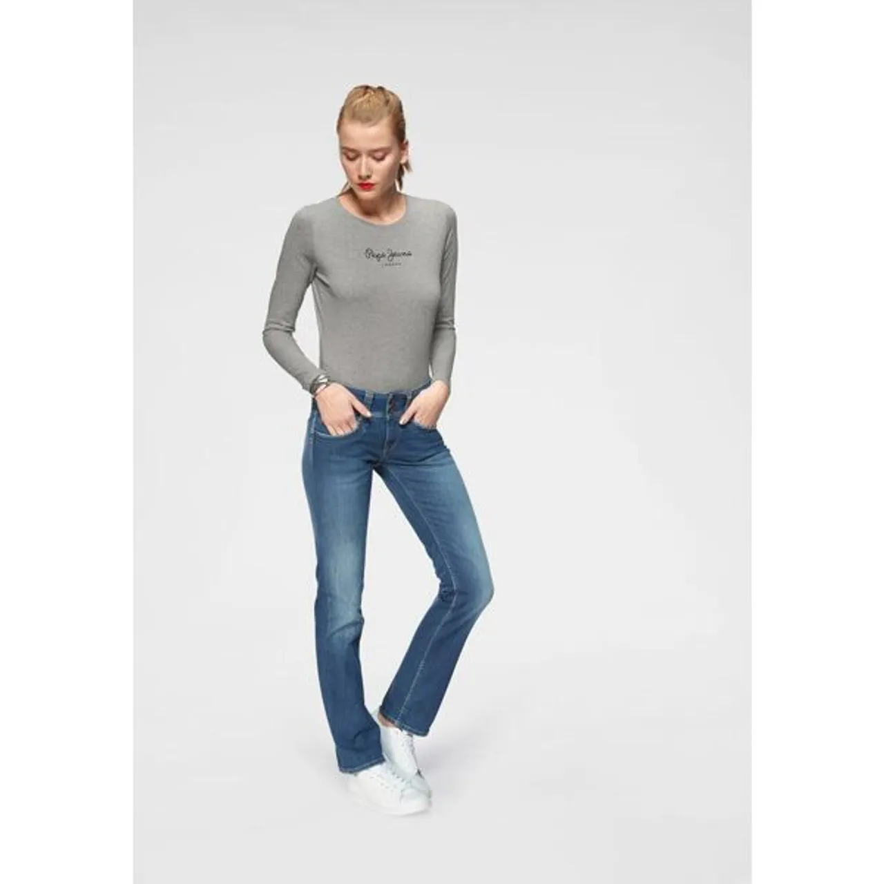 Straight-Jeans PEPE JEANS "GEN" Gr. 25, Länge 32, blau (royal dark) Damen Jeans Röhrenjeans