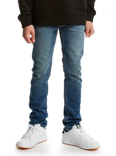 Straight-Jeans QUIKSILVER "Voodoo Fleece Aged" Gr. 8, blau (aged) Kinder Jeans