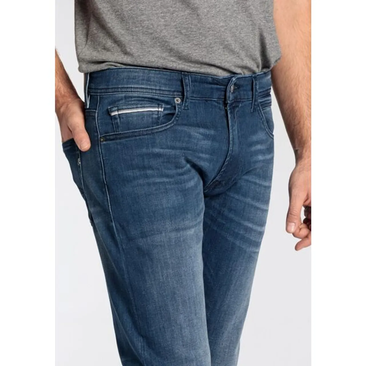 Straight-Jeans REPLAY "GROVER" Gr. 33, Länge 30, blau (blue medium a783) Herren Jeans Straight Fit in vielen verschiedenen Waschungen, mit Stretch