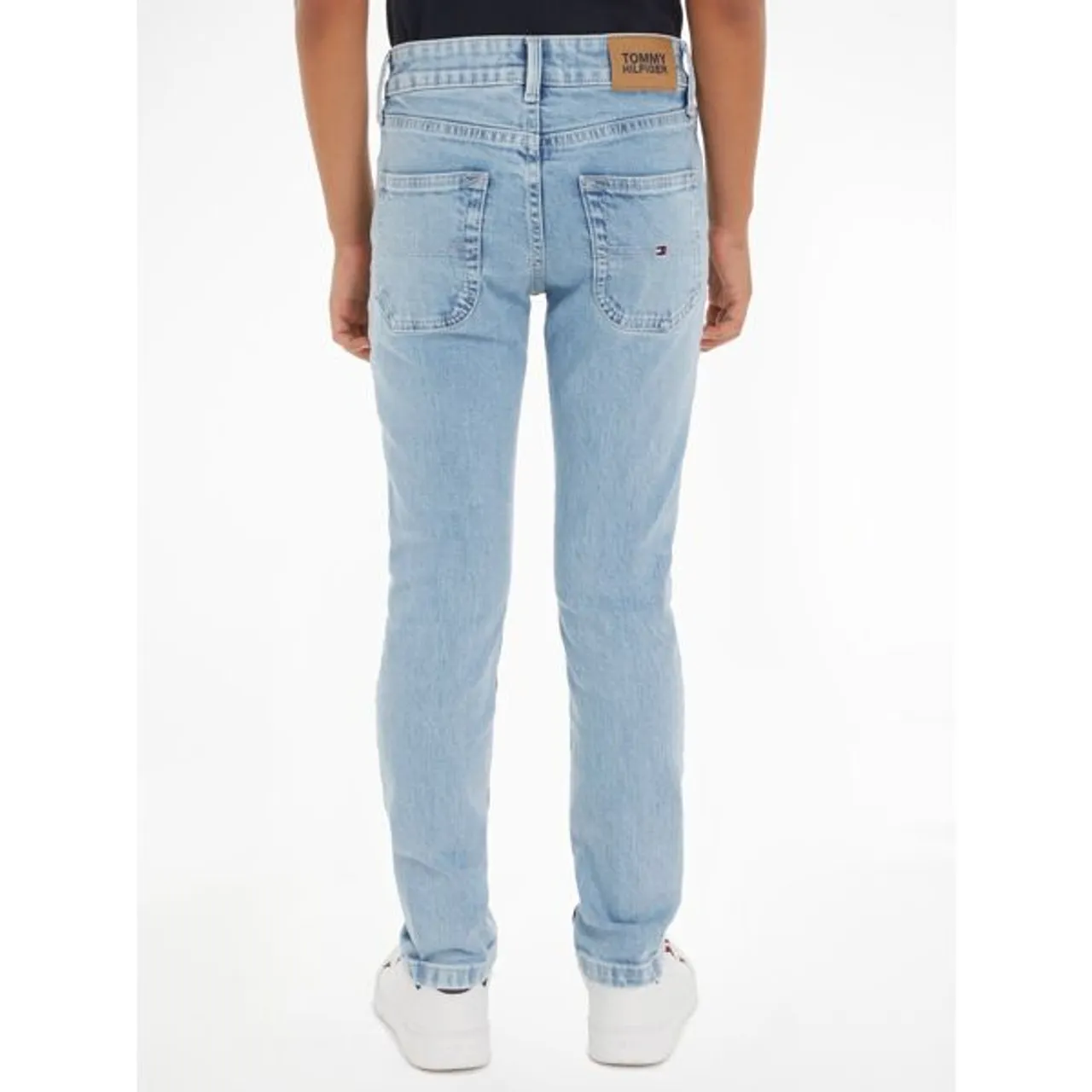 Straight-Jeans TOMMY HILFIGER "MODERN STRAIGHT SALT & PEPPER LT" Gr. 6 (116), N-Gr, blau (saltandpepperlt) Jungen Jeans