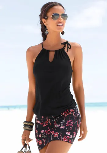 Strandkleid LASCANA Gr. 34, N-Gr, schwarz (schwarz, bedruckt) Damen Kleider Strandkleider