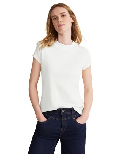 Street One Damen T-Shirt mit Stehkragen off white