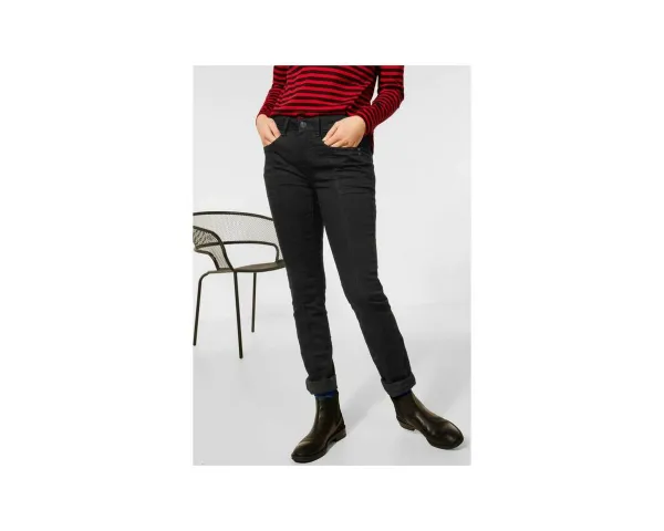 STREET ONE Slim-fit-Jeans schwarz regular (1-tlg)