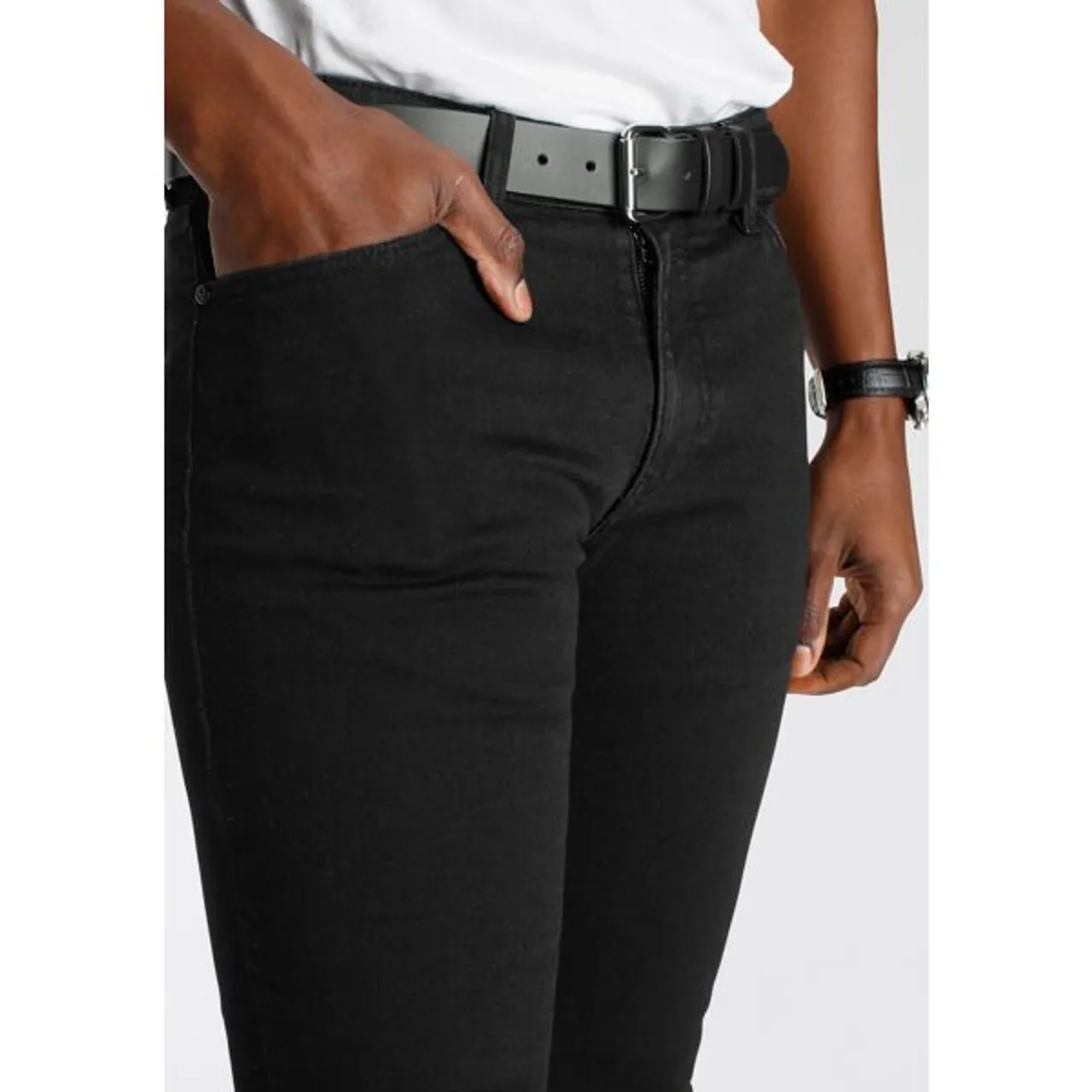 Stretch-Jeans DELMAO ""Reed"" Gr. 31, Länge 34, schwarz (black, black) Herren Jeans Stretch mit schöner Innenverarbeitung - NEUE MARKE