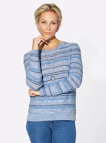 Strickpullover CASUAL LOOKS "Pullover" Gr. 40, blau (dunkelblau, ecru, meliert) Damen Pullover