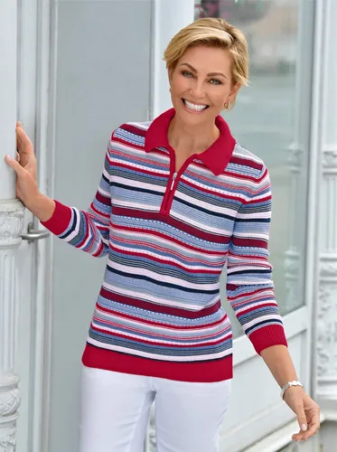 Strickpullover CASUAL LOOKS "Pullover" Gr. 40, bunt (rot, kornblume, geringelt) Damen Pullover