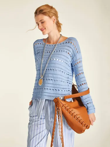 Strickpullover HEINE "Pullover" Gr. 48/50, blau (hellblau) Damen Pullover