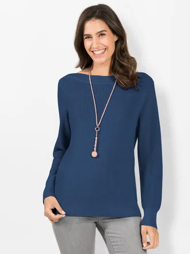 Strickpullover INSPIRATIONEN "Pullover" Gr. 38, blau (jeansblau) Damen Pullover