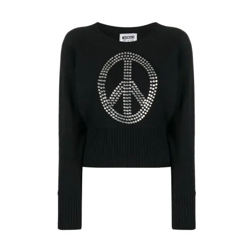 Studded Peace Symbol Sweater Moschino