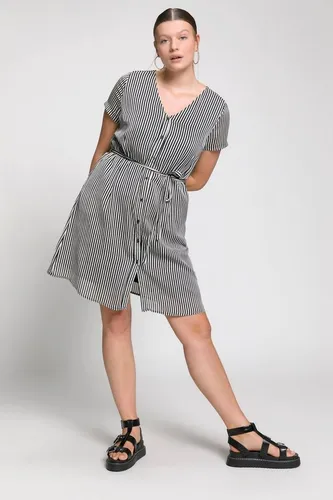 Studio Untold Jerseykleid Kleid A-Line Streifen V-Ausschnitt Bindeband